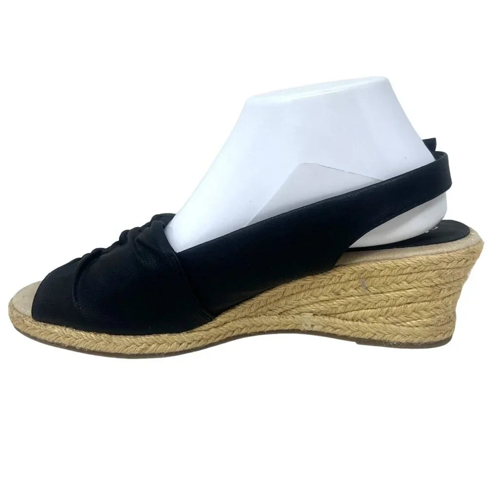 Easy Street Kindly Womens Black‎ Slingback Espadrille Sandal Size 9.5M